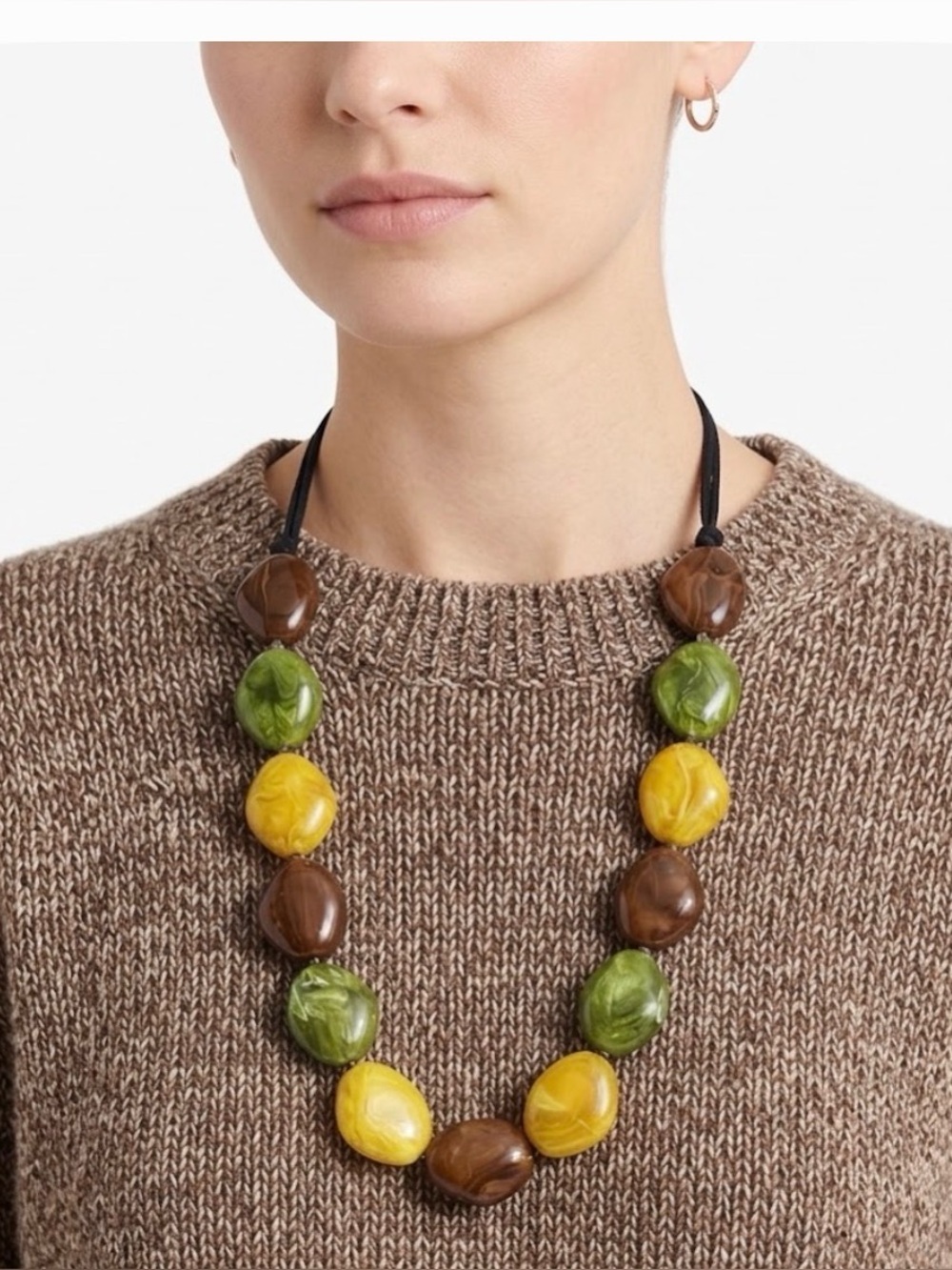 Chunky Large Glass Bead Suede Cord Boho Necklace